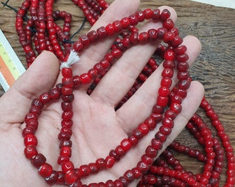 7.5 mm antique venetian style white heart trade beads long strand