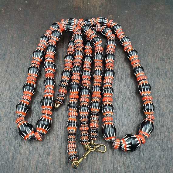 Vintage black chevron venetian style multilayers glass beads necklace chb-1Gift