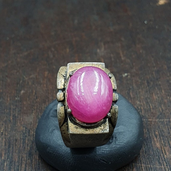 Antique natural afghanistan ruby 925 sterling silver ring