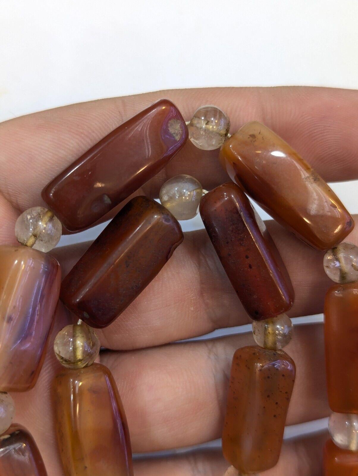 Collier Ancien Africain - En Cornaline, Cristal D'agate Et Perles De Quartz, Fait Main, Origine Mali