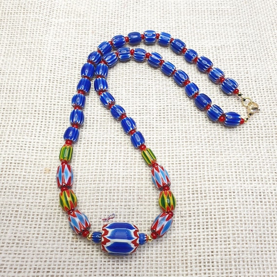 Colorful chevron and white heart venetian beads glass beads necklace nc-106Gift