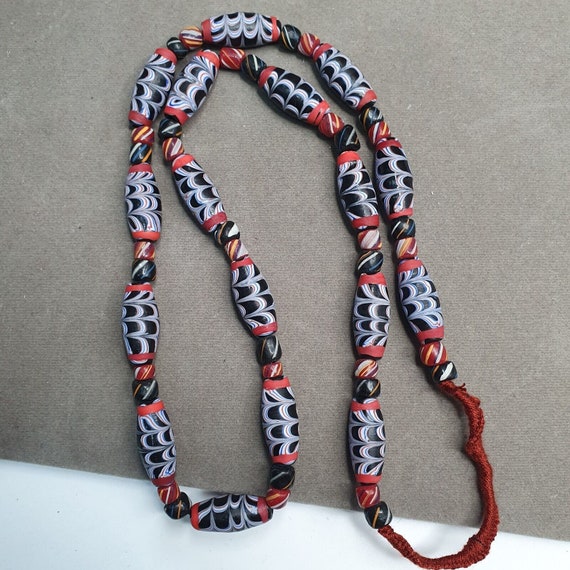 Venetian inspired millefiori black fancy feather glass beadsGift