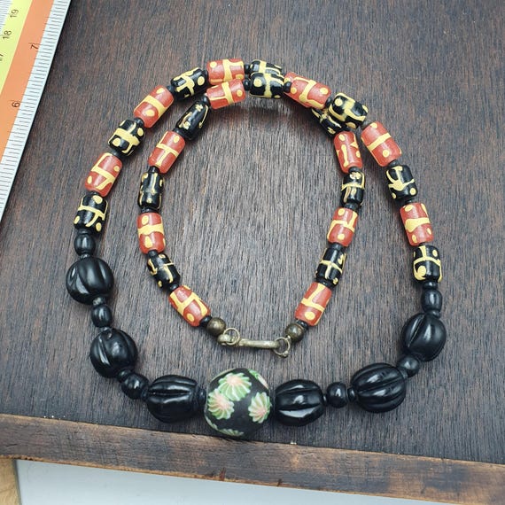 Vintage Venetian Style Millefiori Glass Beads Necklace Lampwork Jewelry - Rare Bead Strand