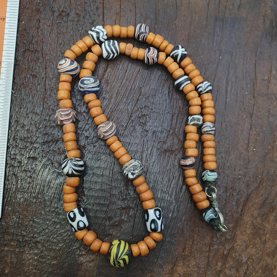 African Style Glass Bead Necklace | Colorful Lampwork Venetian Style Millefiori Beads | Boho Tribal Jewelry