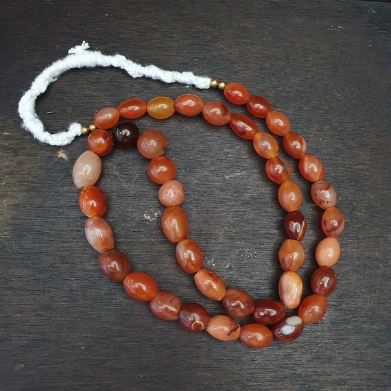 Antique himalayan african afghan carnelian agate old bead necklace