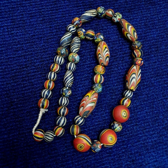 Antique roman style mosaic glass beads necklaceGift