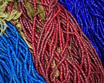 Antique trade beads venetian czech whiteheart  irregular shape strand 7mm-8mm