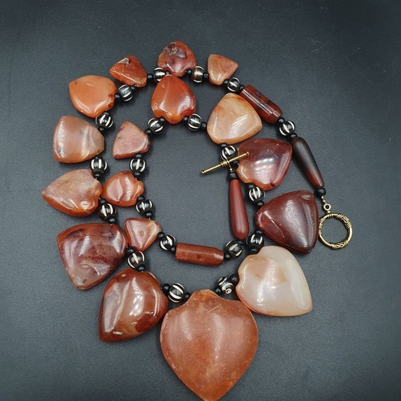 Antique 17 agate pendants african carnelian beads amulet pendant necklace