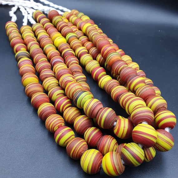 Vintage glass traded glass beads / beaded long necklace 17-18mm big size beadsGift