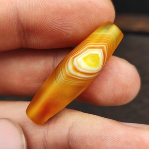 Antique yemeni old eye agate middle eastern red, yellow agate bead -3y