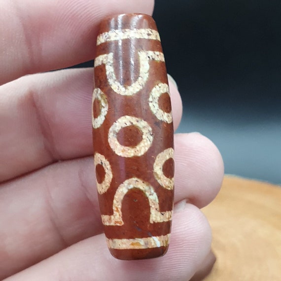 Vintage old tibetan beads red rusted agate 7 eyes amulet pendant dzi