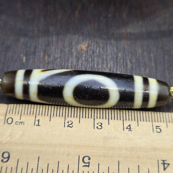 One Eye Dzi Bead Necklace with Peak Motif, Authentic Tibetan Agate Amulet, Himalayan Talisman for Wisdom & Success, Collectible Agate