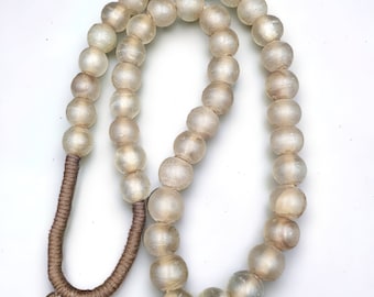 African trade beads antique rare  bubbles beads white clear round 15-18mm