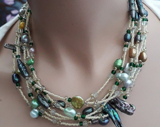 Collier De Perles Multicolores Personnalisable - Avec Lettre Initiale, Chaîne Extensible - Style Bohème