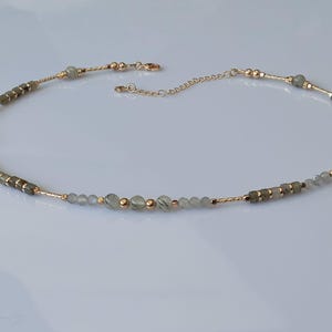 Labradorite Beaded Necklace Flashy Labradorite Rutile Quartz Necklace Gemstone Jewelry Trendy Jewelry Gift for Her Handmade