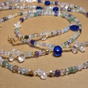Extra long multi gemstone necklace, Multicolor gemstone necklace, Gemstone jewelry, Semi-precious stones, Gift for her, Gifr for wife