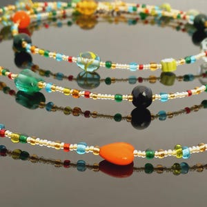 Extra long beaded necklace, Summer colors necklace, Multicolor layering necklace, Long beaded necklace, Multicolor beads, Gift for her