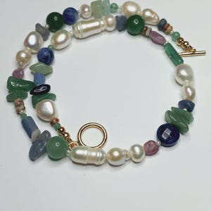 Multi Edelstein Perlenkette, echte Edelstein Chip Perlen Halskette, Süßwasserperle Halskette, Edelsteinkette unregelmäßige Form, Geschenk für sie