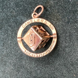 Vintage Gambler's Nightmare 9ct Spinnwürfel Anhänger