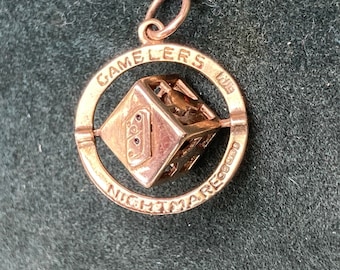 Vintage Gambler’s Nightmare 9ct spinning dice charm