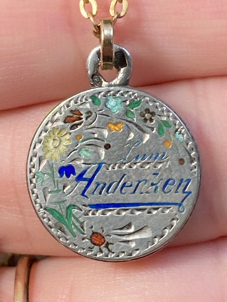 Antique Enamel Memento Souvenir Pendant Zum Andenken German Austrian