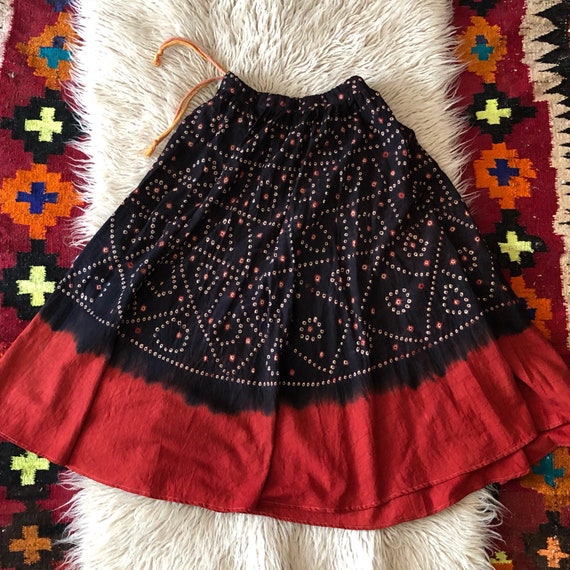 Vintage Anokhi 70s Indian skirt batik tie dye XS