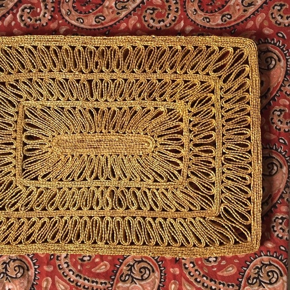 Large Vintage Straw Mat Boho Table Decor Etsy