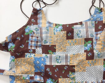 1970s dress with patchwork print