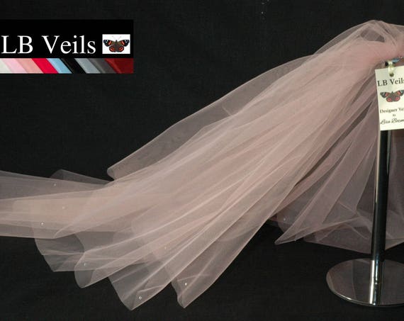 2 Tier Crystal Blush Pink LB Veils 151 UK