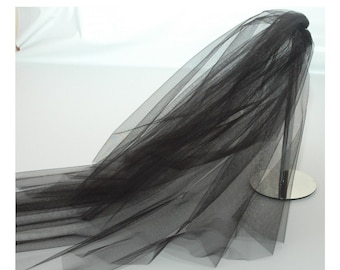 2 Tier Plain Black Wedding Veil LB Veils LBV156 UK