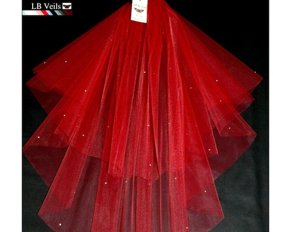 2 Tier Crystal Wedding Veil LB Veils 151 UK