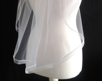 Ivory Ribbon Edge 1 Tier Veil Plain Wedding Any Colour Pink White Blue Black LB Veils LBV183 UK