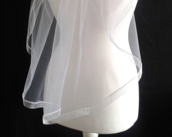 Ivory Ribbon Edge 1 Tier Veil Plain Wedding Any Colour Pink White Blue Black LB Veils LBV183 UK