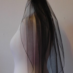 Wedding Veil, Black, 1 Single Tier, Plain Veil, Black Edge, Short Veil, Long, Elbow Length, Fingertip, Floor, Cathedral, LB Veils 143 UK