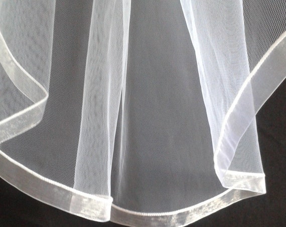 Ribbon Edge 1 Tier Wedding Veil Plain LB Veils LBV183 UK
