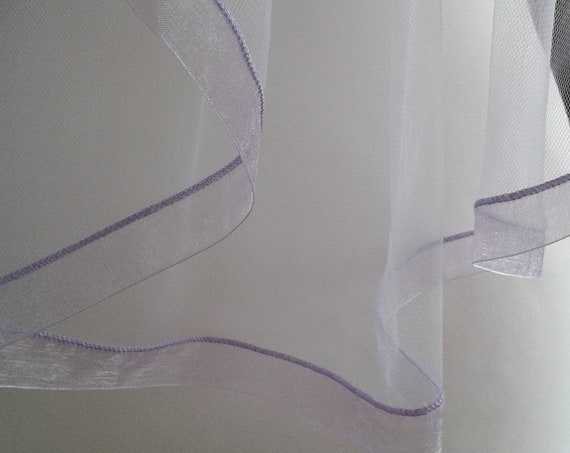 Lilac Ribbon Edge 1 Tier Veil Wedding LB Veils LBV183 UK