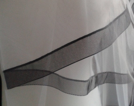 Black Ribbon Edge 2 Tier Veil Plain Wedding LB Veils LBV184 UK