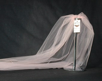 Designer Plain Wedding Veil Blush Pink 1 Single Tier Raw Edge Any Length or Colour LBV162 LB Veils UK