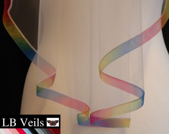 1 Single Tier Rainbow Edge Wedding Veil LB Veils 179 UK