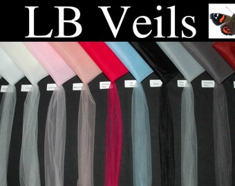 Ribbon Edge 2 Tier Veil Plain Wedding Bridal Blue Ivory Pink LB Veils LBV184 UK