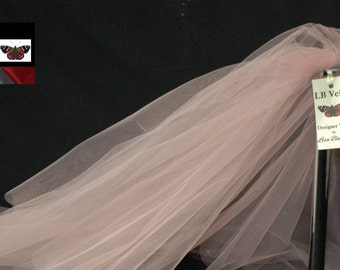 2 Tier Plain Blush Pink Wedding Veil LB Veils 156 UK