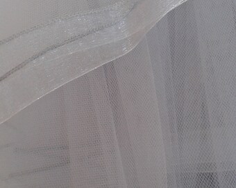 Grey Ribbon Edge Wedding Veil 2 Tier Plain LB Veils 184 UK