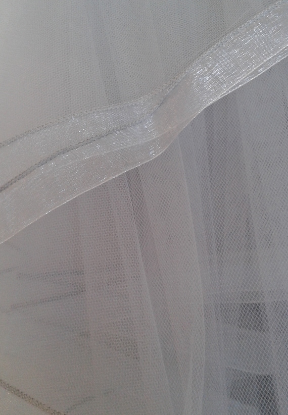 Grey Ribbon Edge Wedding Veil 2 Tier Plain LB Veils 184 UK