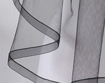 Ribbon Edge 1 Tier Veil Wedding Bridal Organza LB Veils LBV183 UK