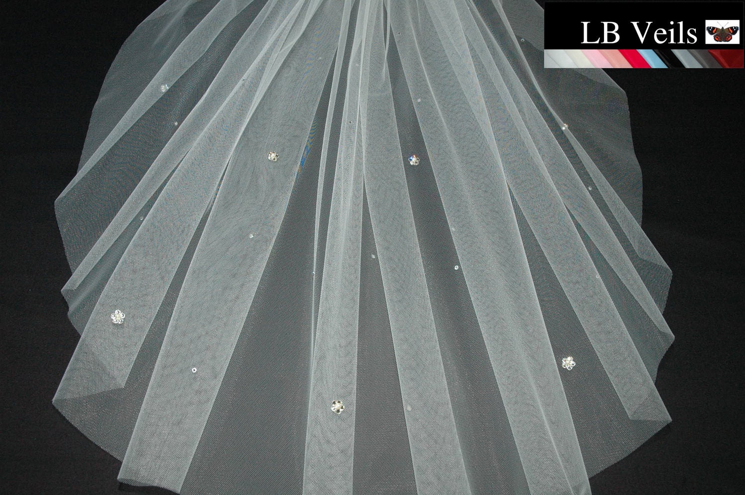1 Single Tier Crystal Flower Wedding Veil Lb Veils Lbv38 S Uk