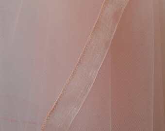 Silver Grey Veil 2 Tier Wedding Ribbon Gray Ivory Length Short LBV184 LBVeils UK 