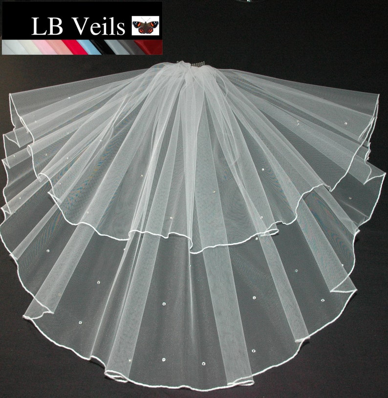 Ivory Veil Cathedral Length Wedding 2 Tier Long Plain LBV156 LB Veils UK