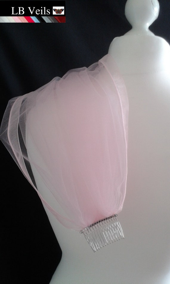 Pink Ribbon Edge Veil 1 Single Tier Plain LB Veils LBV183 UK