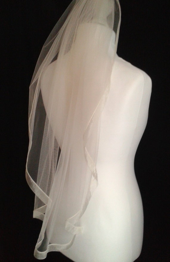 Ribbon Edge 1 Tier Veil Plain Wedding  LB Veils LBV183 UK