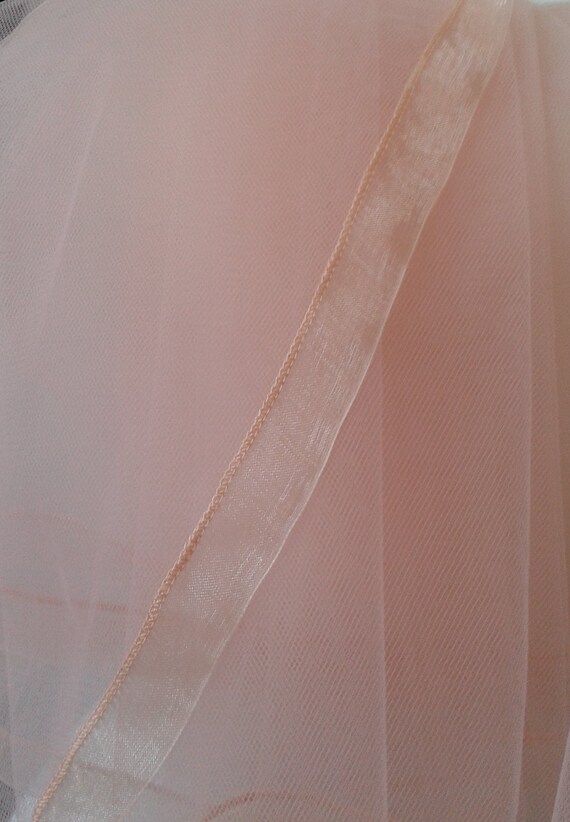 Blush Pink Ribbon Edge 2 Tier Veil Plain Wedding Bridal LB Veils LBV184 UK